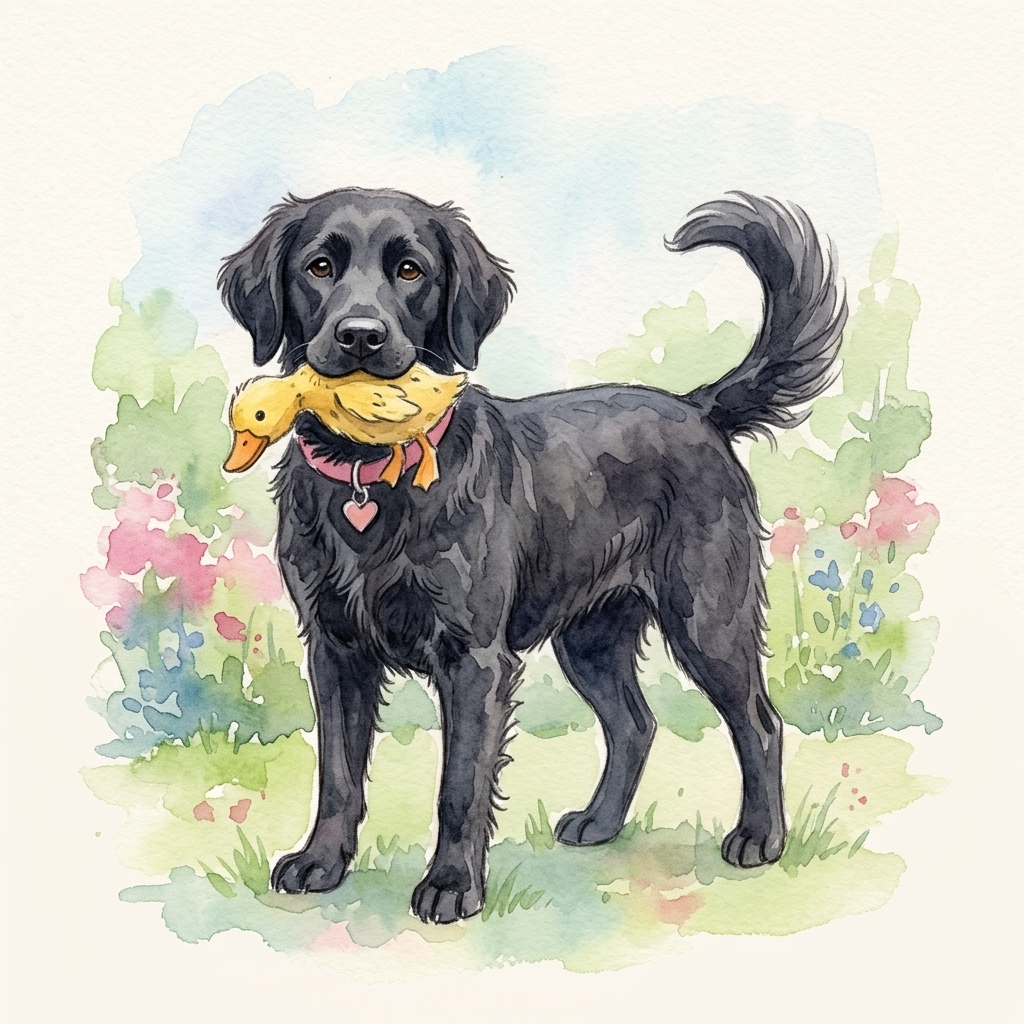 Dog carrying a favorite duck toy
